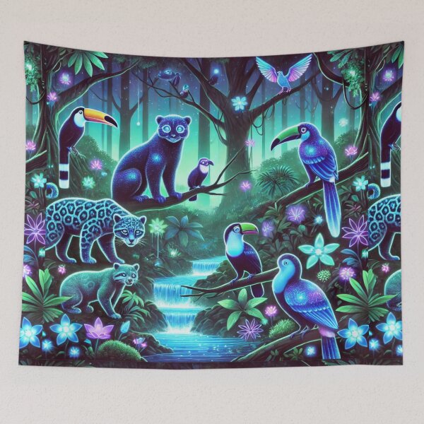 Item preview, The Enchanted Bioluminescent Rainforest: A Neon Jungle Awakens designed and sold by Meta2Physical.