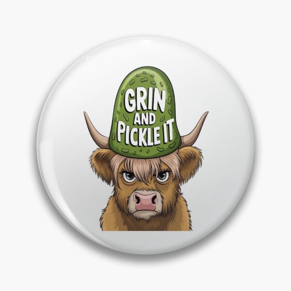 Artikelvorschau, Grin and Pickle It – Süße Hochlandkuh mit Pickle-Hut entworfen und verkauft von Petpixy.