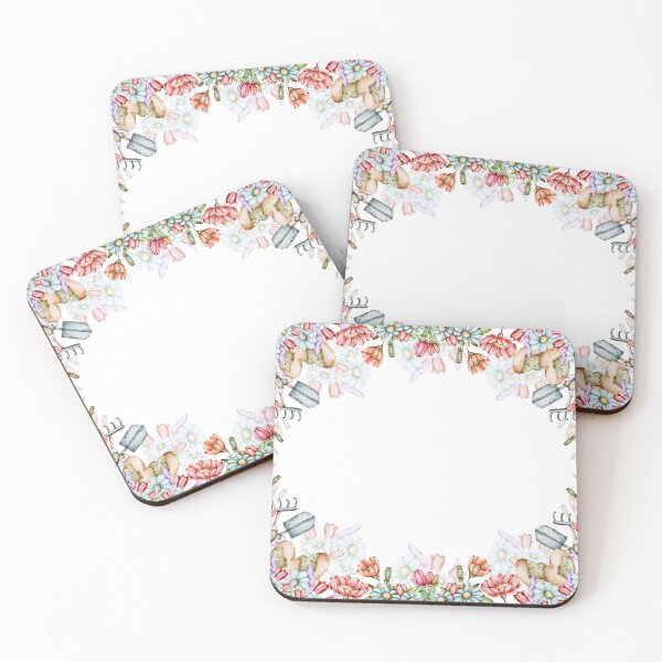 Item preview, watercolors digital frames Garden Friends: Bunnies and Hedgehogs designed and sold by NelenaArt.