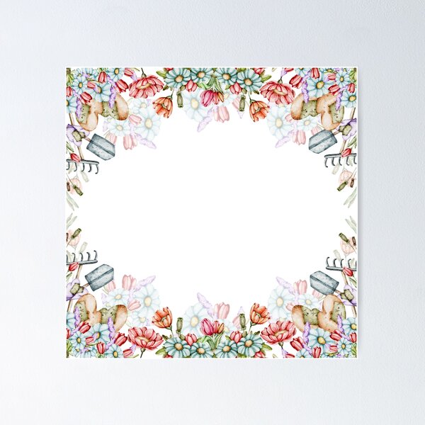 Item preview, watercolors digital frames Garden Friends: Bunnies and Hedgehogs designed and sold by NelenaArt.