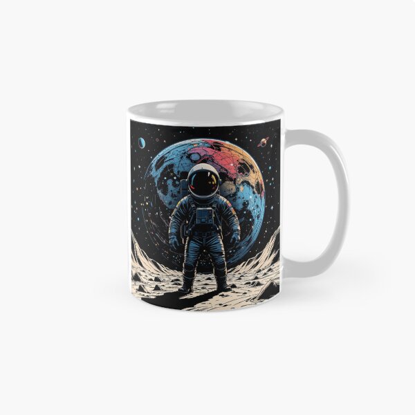 Aperçu de l'œuvre “Minimalist Astronaut Design for T-shirt and Stickers – Retro-Futuristic Space Illustration” créée et vendue par PrintFusion57.