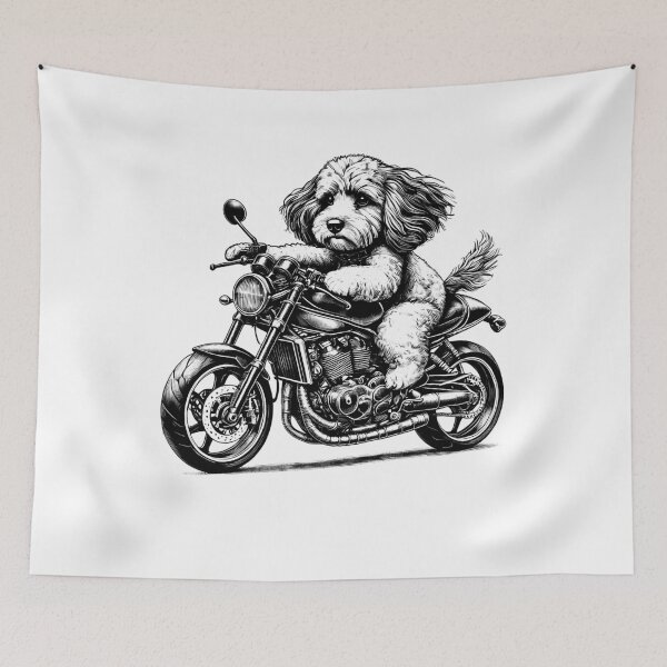 Item preview, Cool Cockapoo Riding a Motorcycle Biker Dog Lover designed and sold by Kimberley King Art  King Art.