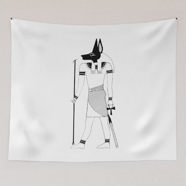 Item preview, Anubis Ancient Egyptian God Black and White designed and sold by Katherine Edwards Art.