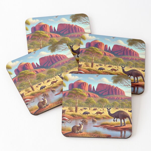 Item preview, Outback Scenery with Emus and Dingoes Reloaded Premium Trendy Best Gift designed and sold by Imaginarium of Chaos falcon88 .