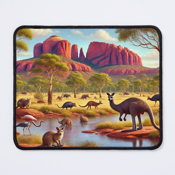 Item preview, Outback Scenery with Emus and Dingoes Reloaded Premium Trendy Best Gift designed and sold by Imaginarium of Chaos falcon88 .