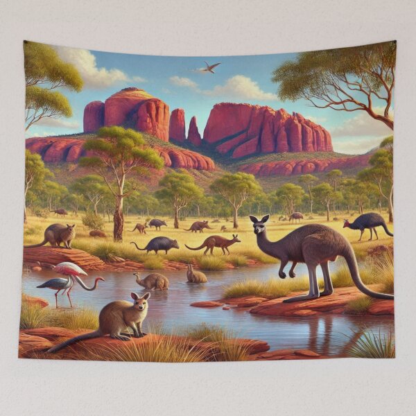 Item preview, Outback Scenery with Emus and Dingoes Reloaded Premium Trendy Best Gift designed and sold by Imaginarium of Chaos falcon88 .