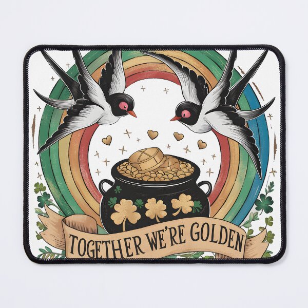 Item preview, "Together We're Golden – Vintage St. Patrick's Day Rainbow & Swallows T-Shirt ?☘️✨" designed and sold by Brian Hibbs.
