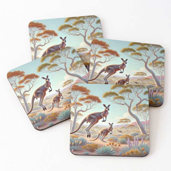 Item preview, Kangaroos Hopping through a Desert Landscape Reloaded Premium Trendy Best Gift designed and sold by Imaginarium of Chaos falcon88 .