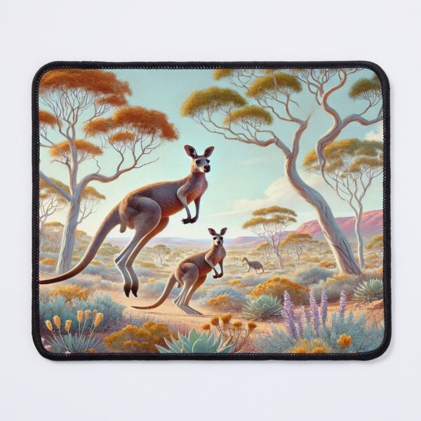 Item preview, Kangaroos Hopping through a Desert Landscape Reloaded Premium Trendy Best Gift designed and sold by Imaginarium of Chaos falcon88 .