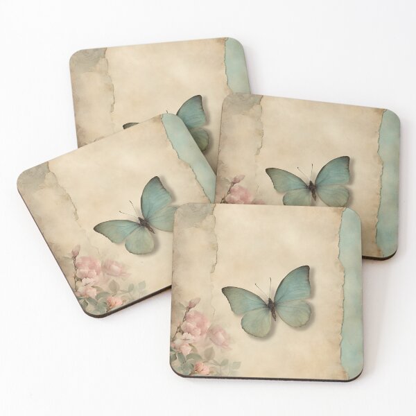 Item preview, Turquoise Butterflly - Grunge Soft Floral, Watercolor, Aged Background designed and sold by Our Bible Journey.