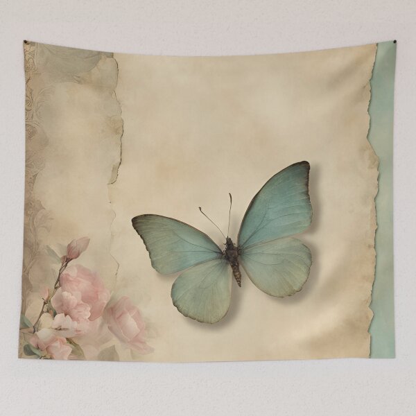 Item preview, Turquoise Butterflly - Grunge Soft Floral, Watercolor, Aged Background designed and sold by Our Bible Journey.