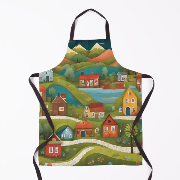 Item preview, Scenic Folk Art Town with Mountains, Land, Buildings, Homes, Lawns, Flowers designed and sold by Our Bible Journey.