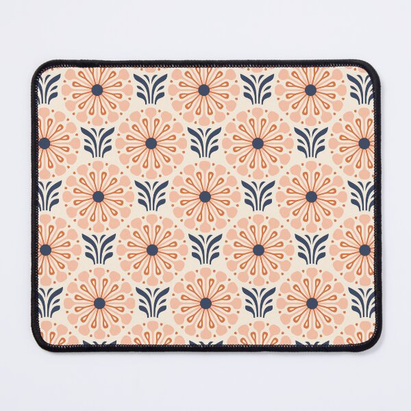 Item preview, KF 0335 D - Vintage Retro Daisy 70s Floral Pattern in Peach Navy Cream designed and sold by KhakiFinch.