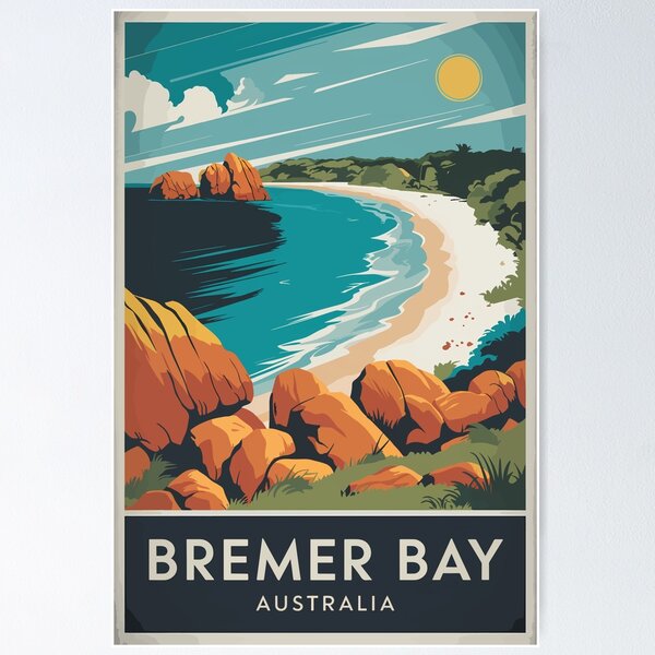 Item preview, Bremer Bay Australia Illustration Travel Art Vintage designed and sold by KrisSidDesigns.