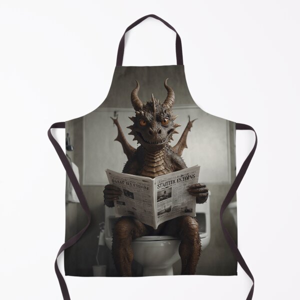 Item preview, Fierce Dragon Reading Newspaper in Bathroom designed and sold by vk09.