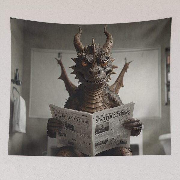Item preview, Fierce Dragon Reading Newspaper in Bathroom designed and sold by vk09.