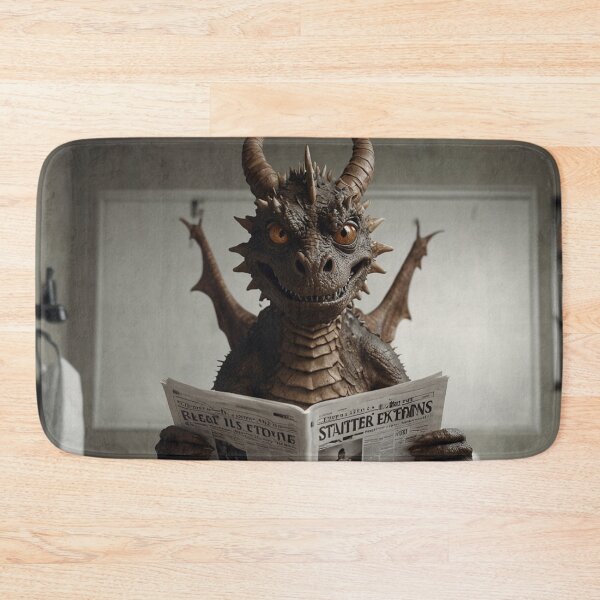 Item preview, Fierce Dragon Reading Newspaper in Bathroom designed and sold by vk09.