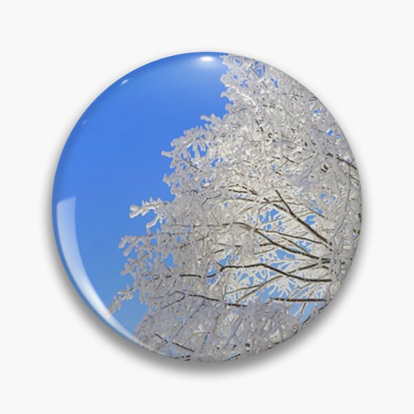 Item preview, White frost frozen on branches against blue sky. designed and sold by claireseyeview.
