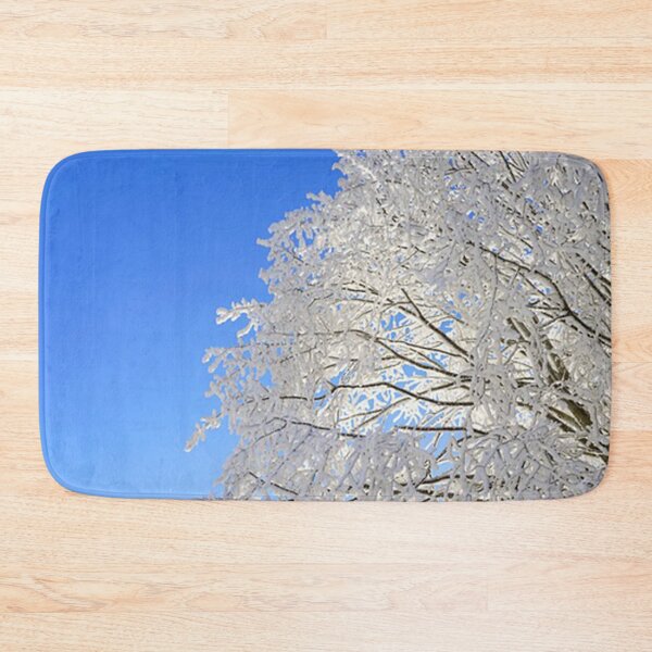 Item preview, White frost frozen on branches against blue sky. designed and sold by claireseyeview.