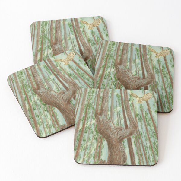 Item preview, Ancient trees and an owl in the forest designed and sold by greenPQBstudio.