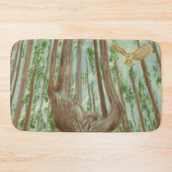 Item preview, Ancient trees and an owl in the forest designed and sold by greenPQBstudio.