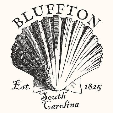 Artwork thumbnail, Vintage-Style Bluffton South Carolina Shell – Black by SurfingLocales