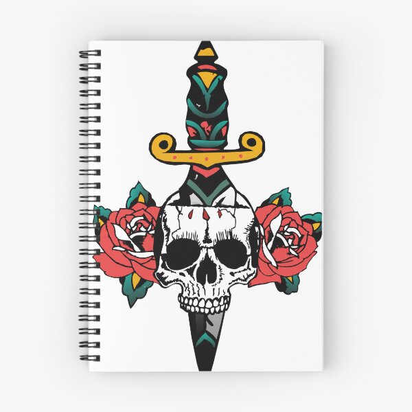 Item preview, dagger skull knife dagger rose flower old school tattoo 311 M designed and sold by Achille3777.