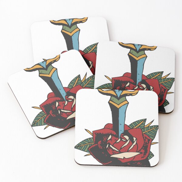Item preview, dagger pierces rose flower old school tattoo knife dagger 1111 P designed and sold by Achille3777.