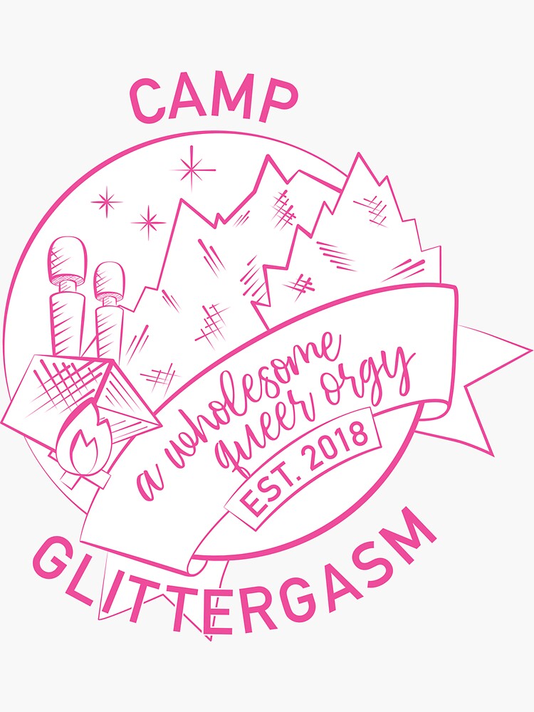 Thumbnail 3 of 3, Sticker, Camp Glittergasm Logo Pink Stickers designed and sold by Glittergasm.