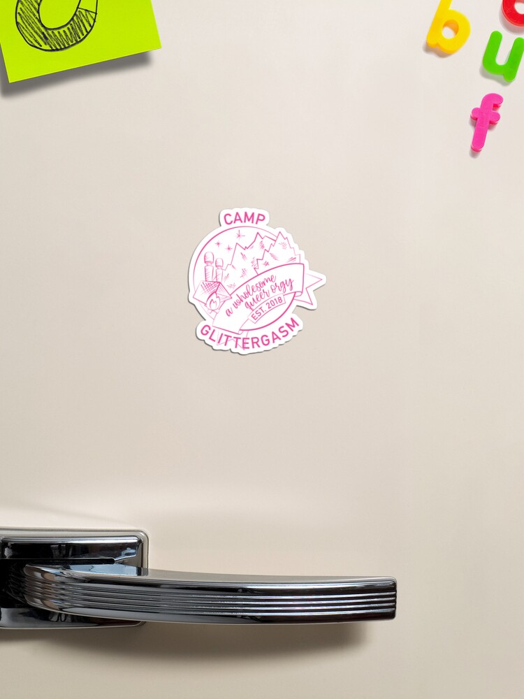 Thumbnail 1 of 3, Magnet, Camp Glittergasm Logo Pink Stickers designed and sold by Glittergasm.