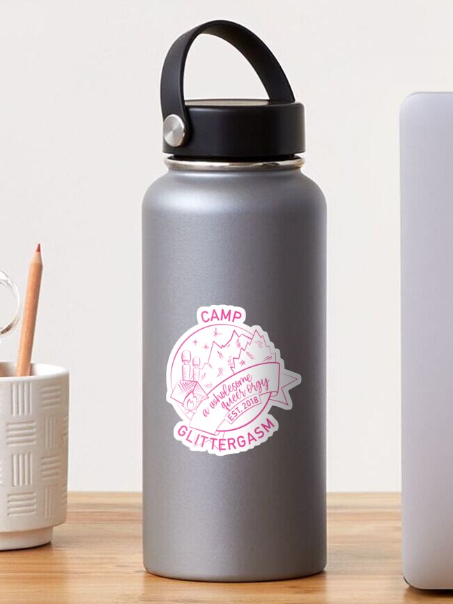 Thumbnail 1 of 3, Sticker, Camp Glittergasm Logo Pink Stickers designed and sold by Glittergasm.