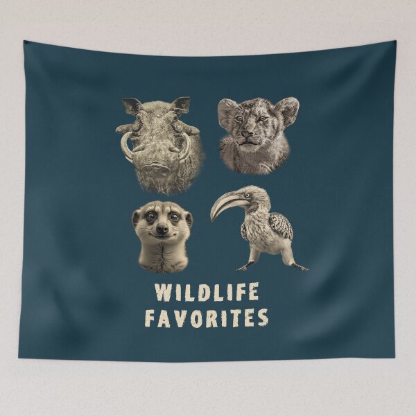 Item preview, Warthog, Lion, Meerkat, Hornbill Africa Wildlife Favorites Vintage Sepia designed and sold by Scotch Macaskill.