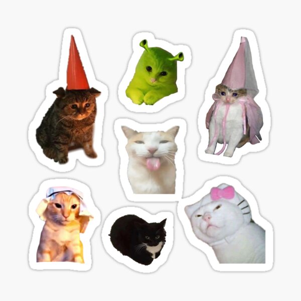 Item preview, Funny Cat Memes Sticker Bundle of 7 designed and sold by teaisfantastic.