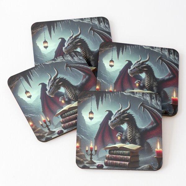 Item preview, Dark Dragon who loves reading magic books in his dungeon Cave Fantasy DND, D&D Bookish Nerd Fire Breathing designed and sold by TheTimeTaxi.