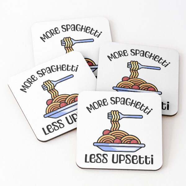 Item preview, More Spaghetti Less Upsetti! Funny Spaghetti Lover pun designed and sold by PMCreative.