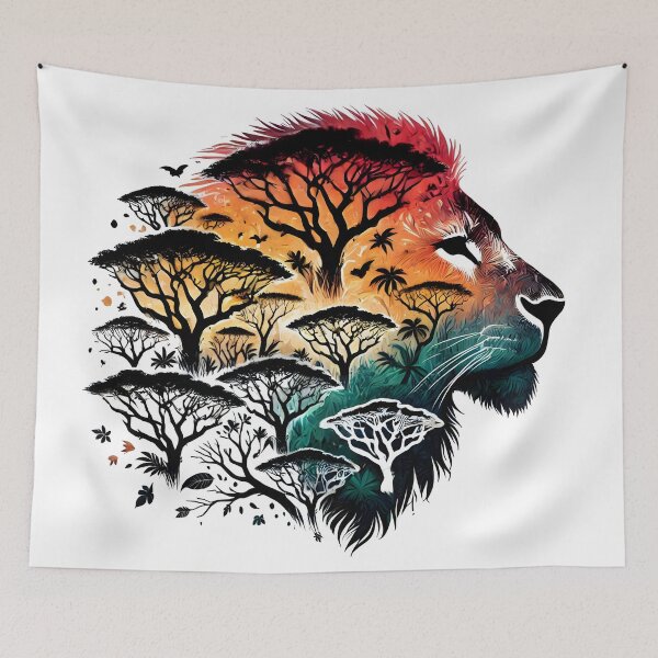 Item preview, lion jungle, lion face, savannah lion designed and sold by TrueArtVibes.