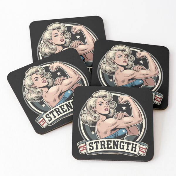 Item preview, Strength strong woman tense arm on blonde gift designed and sold by Pineapple-Tree.