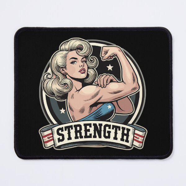 Item preview, Strength strong woman tense arm on blonde gift designed and sold by Pineapple-Tree.