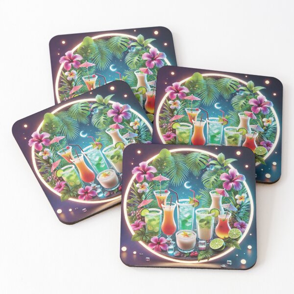 Item preview, Moonlit Tropical Cocktails: Nighttime Paradise Glow designed and sold by PawtopiaDesigns.