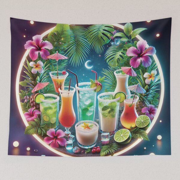 Item preview, Moonlit Tropical Cocktails: Nighttime Paradise Glow designed and sold by PawtopiaDesigns.
