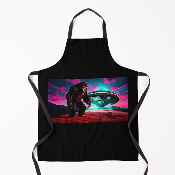 Item preview, UFO drops Bigfoot off - Retro cryptid Art designed and sold by Earth Nature Creations.