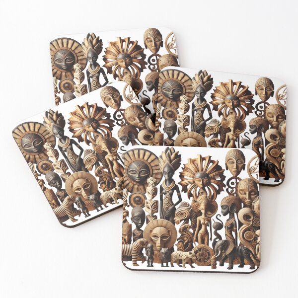 Item preview, Traditional African Art Sculptures – Intricate Wooden Carvings and Cultural Patterns designed and sold by RelaxMusic.
