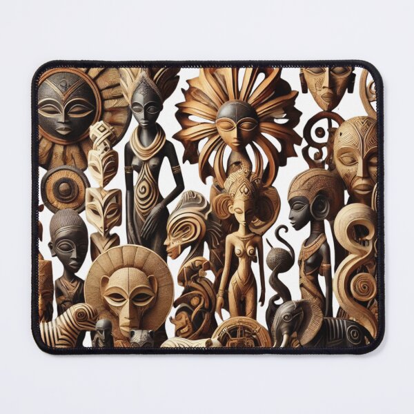 Item preview, Traditional African Art Sculptures – Intricate Wooden Carvings and Cultural Patterns designed and sold by RelaxMusic.