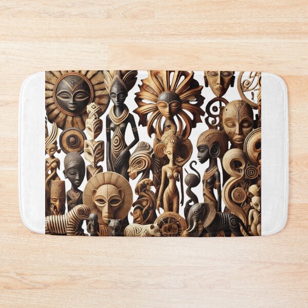 Item preview, Traditional African Art Sculptures – Intricate Wooden Carvings and Cultural Patterns designed and sold by RelaxMusic.