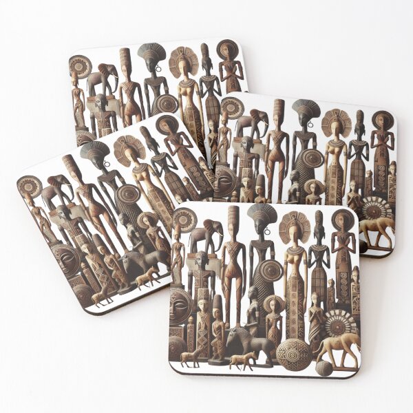 Item preview, Traditional African Art Sculptures – Intricate Wooden Carvings and Cultural Patterns designed and sold by RelaxMusic.