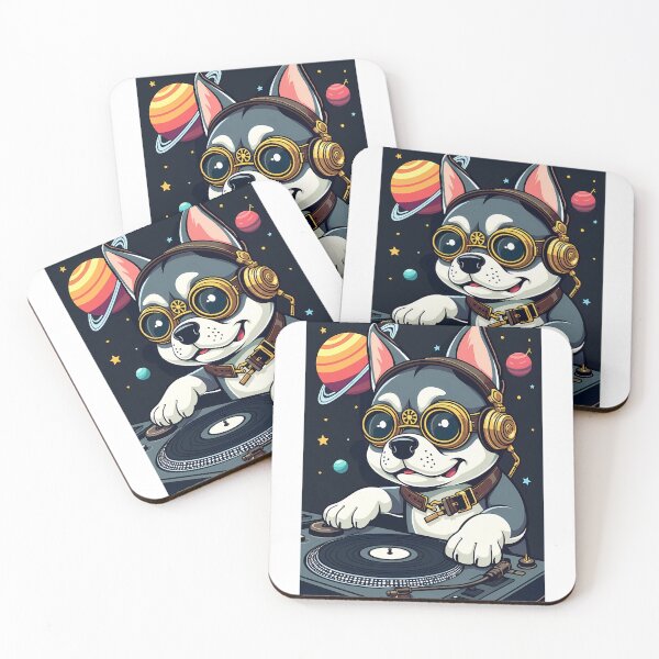 Item preview, Psychedelic Dog DJ in Space: Steampunk-Inspired Music Art designed and sold by VibeTCreations.