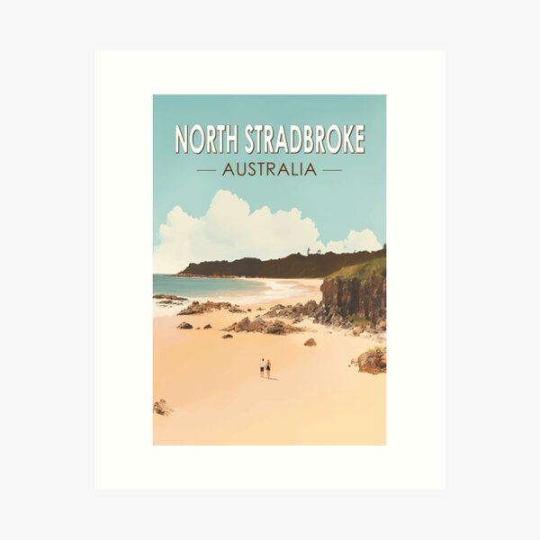 Item preview, North Stradbroke Island Australia Travel Art Vintage designed and sold by KrisSidDesigns.
