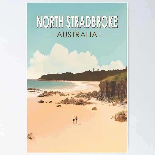 Item preview, North Stradbroke Island Australia Travel Art Vintage designed and sold by KrisSidDesigns.