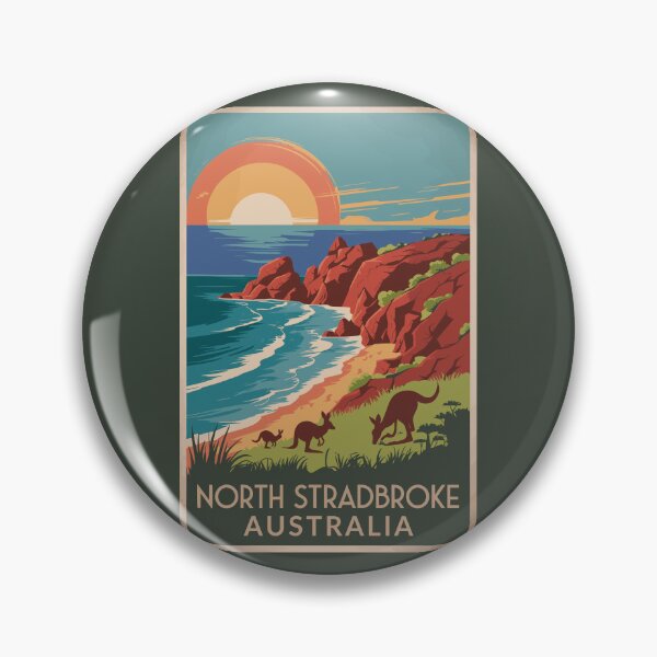 Item preview, North Stradbroke Island Kangaroos Illustration Travel Art Vintage designed and sold by KrisSidDesigns.