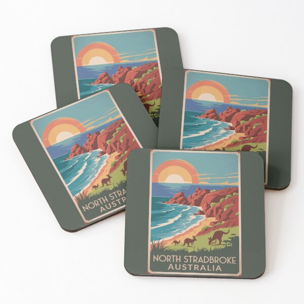 Item preview, North Stradbroke Island Kangaroos Illustration Travel Art Vintage designed and sold by KrisSidDesigns.